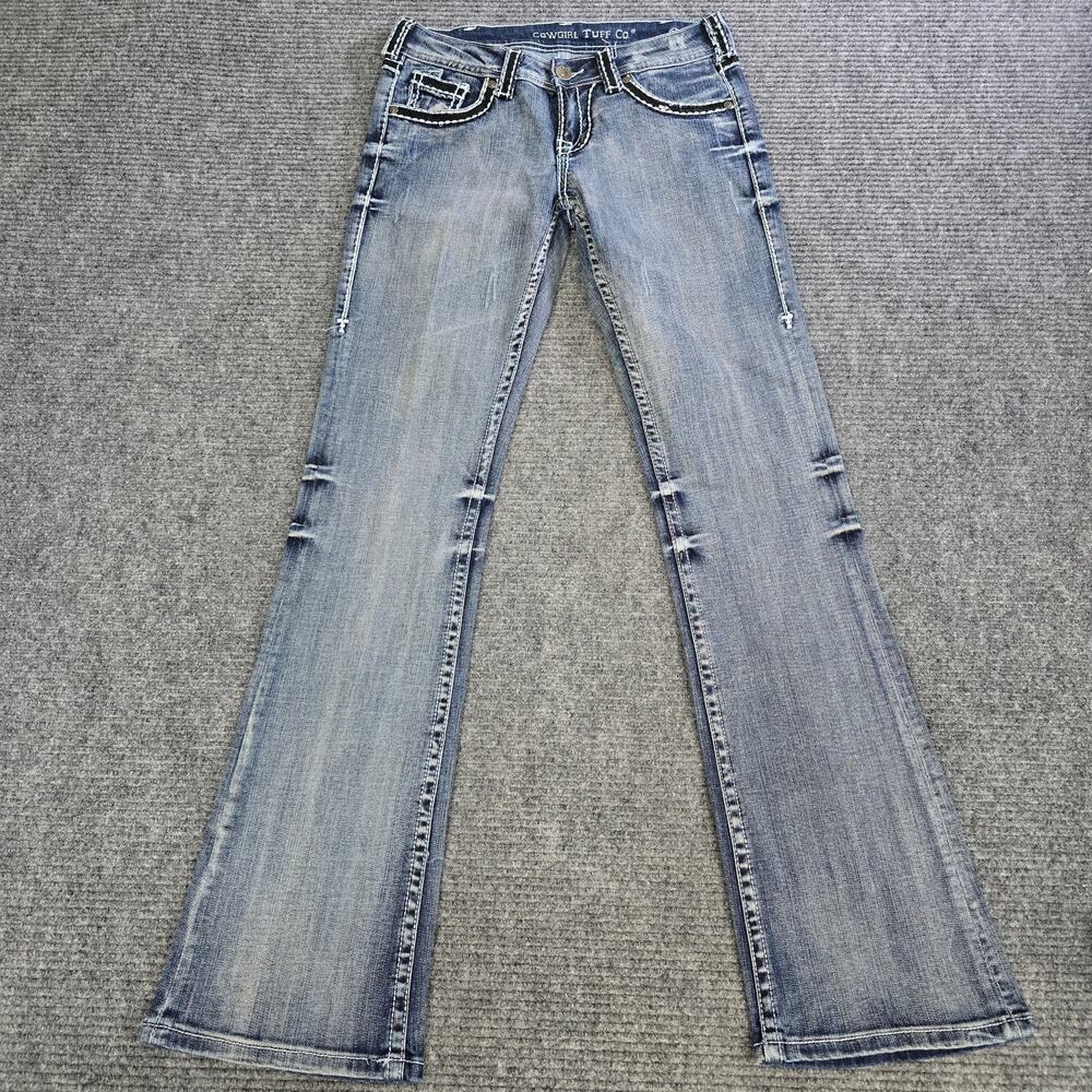 Cowgirl Tuff Black Diamond Jeans Womens 27x33 Blue Bootcut Western